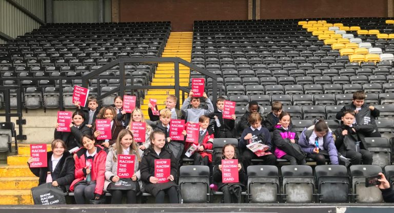 An image of young people at the Show Racism The Red Card event.